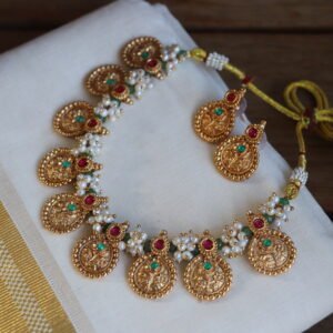 Traditional Pearl and Coin Temple Necklace Set