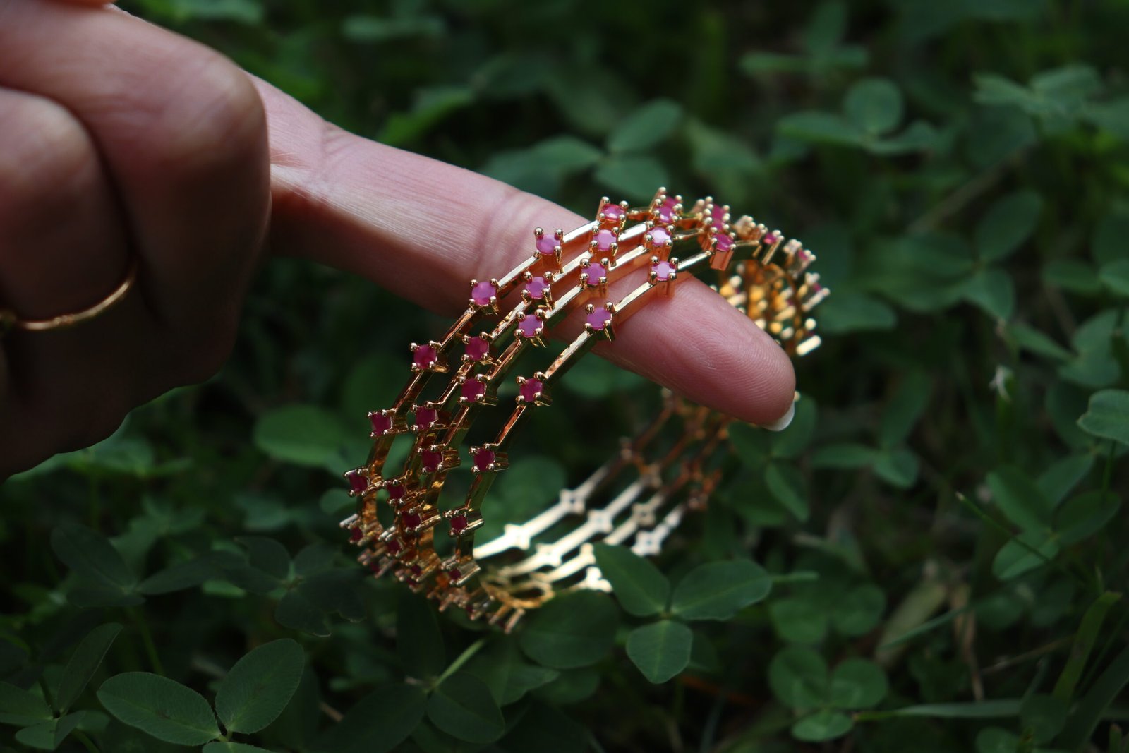 Minimalist Ruby harmony Bangles(size2.6)