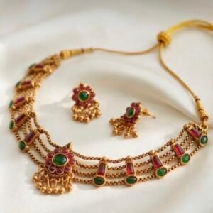 Kasavu-Inspired Layered Lakshmi Choker Set
