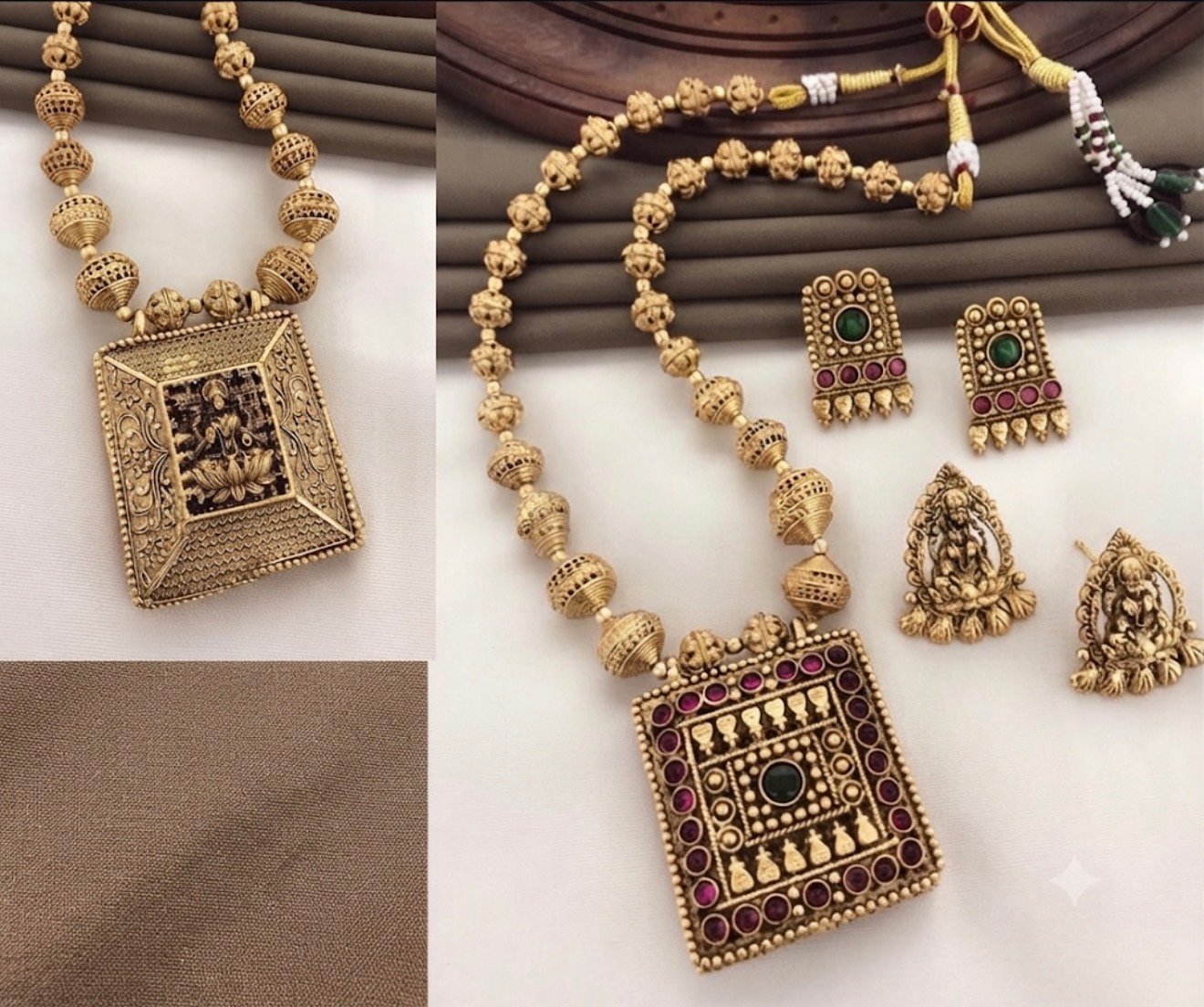 Reversible Temple Jewelry Pendant Set