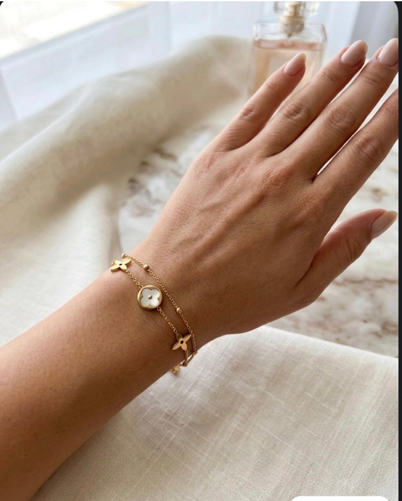 double-chain gold-tone bracelet
