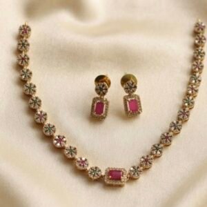 Floral & Ruby Navratna Gold Set