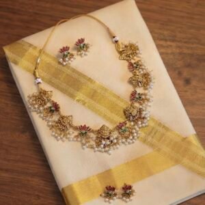 Traditional Temple Lotus Necklace Set