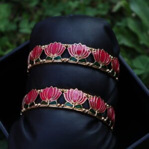 Lotus Bloom Enamel Bangle(Size 2.6)