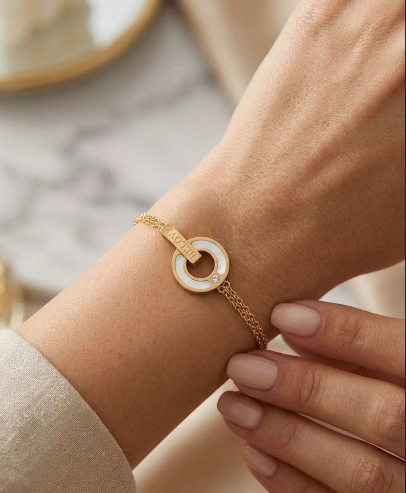"BELOVE" Circular Inlay Bracelet